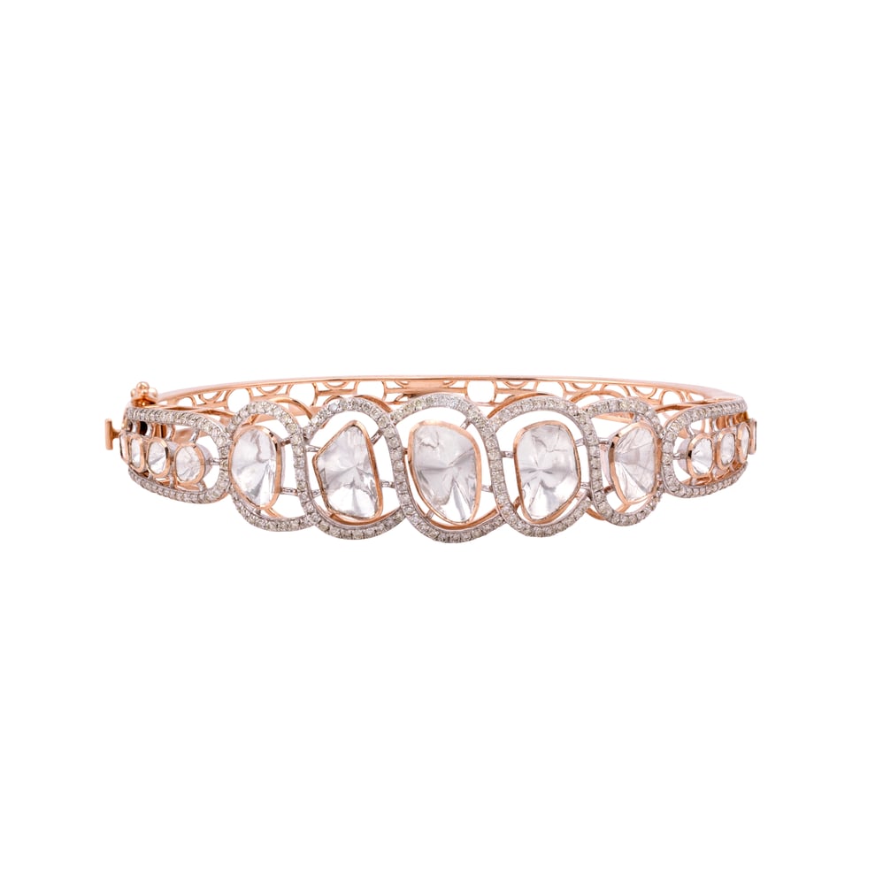 Rose Gold Polki Bracelet with full cut diamonds